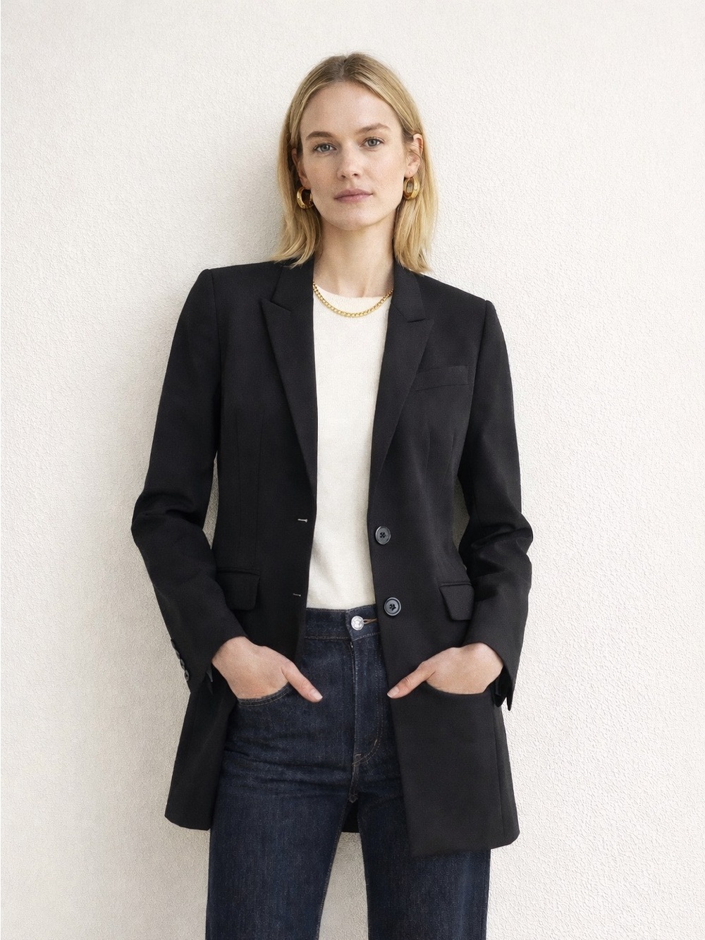 BOSS Hugo Boss Virgin Wool Tailored Career Blazer Black Size 2